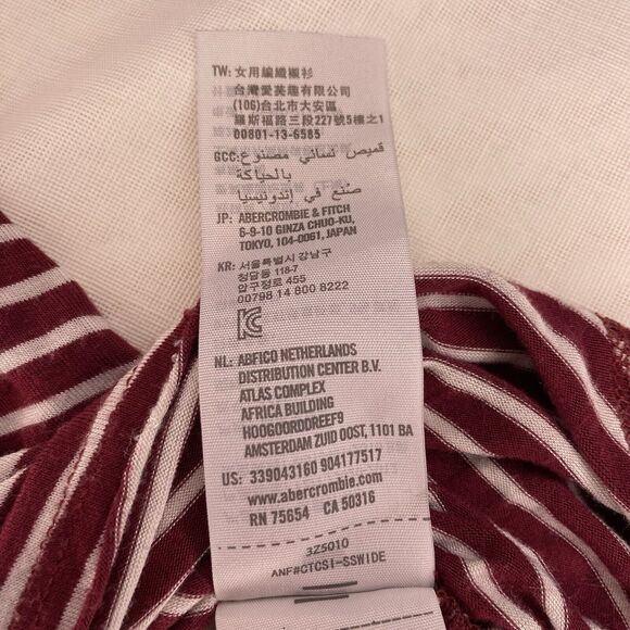 HOLLISTER T-Shirt Loose Striped Pocket Short Sleeves Blouse Womens S Maroon Red - Picture 7 of 9